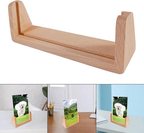 Photo Frame Base Wooden U Shaped Display Stand Decorative Desk Sign Calendar Holder Suitable for Desktop Tabletop Office Home Gift, 7 inches in Kuwait