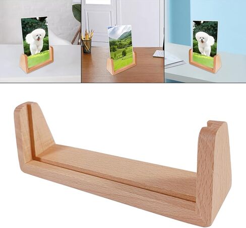 Photo Frame Base Wooden U Shaped Display Stand Decorative Desk Sign Calendar Holder Suitable for Desktop Tabletop Office Home Gift, 7 inches in Kuwait