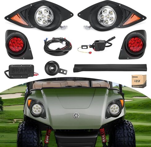 مجموعة المصابيح الأمامية والخلفية لعربة الجولف 10L0L تناسب Yamaha G29 Drive 2007 up، مجموعة ترقية الإضاءة الفاخرة من ياماها مع مفتاح إشارات الانعطاف/القرن/سرج أضواء الفرامل (مدخل 12 فولت) in Saudi Arabia