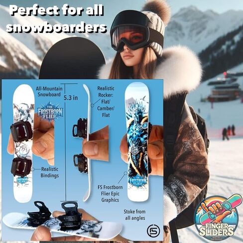 Finger Sliders The Frostborn Flier – لوح تزلج صغير للأصابع ذات روابط سوداء | لعبة لوح التزلج على الجليد، هدية التزلج على الجليد، ديكور مكتبي ولعبة تململ للمتزلجين على الجليد in Kuwait
