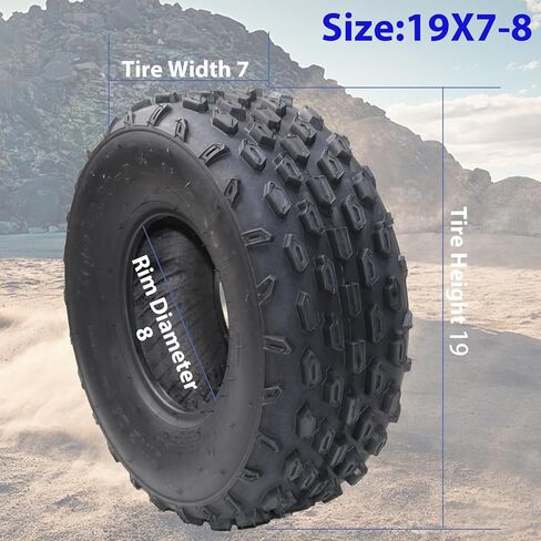 ATV Tires 19X7-8 4PR Rating 2 Pack 19x7x8 All-Terrain ATV UTV Off-Road Tires QD-128 Heavy Duty Rubber Tubeless Tire for Go-Kart Golf Cart (Tires Only, No Rims) in Kuwait