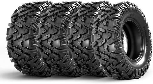 25x8-12 & 25x10-12 ATV UTV Tires,6 PR All-Terrain Tires 25x8x12 25x10x12 for Sand Mud Trail,Non-Directional Tread,Tubeless (Pack of 4) in Kuwait