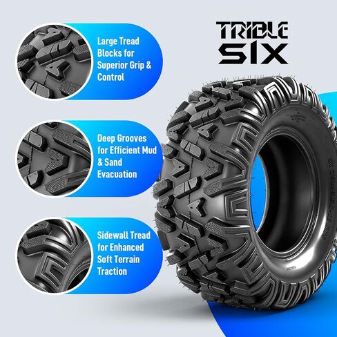25x8-12 & 25x10-12 ATV UTV Tires,6 PR All-Terrain Tires 25x8x12 25x10x12 for Sand Mud Trail,Non-Directional Tread,Tubeless (Pack of 4) in Kuwait