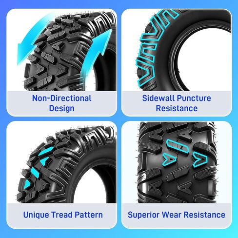 25x8-12 & 25x10-12 ATV UTV Tires,6 PR All-Terrain Tires 25x8x12 25x10x12 for Sand Mud Trail,Non-Directional Tread,Tubeless (Pack of 4) in Kuwait