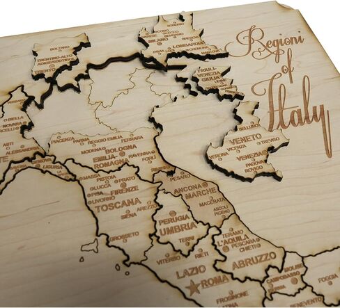 Italy Map - Puzzle Map - Art Kit - Raw Wood 18x12 Inches - 21 Pieces - with Stand in Kuwait