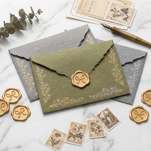 50 Pcs Wax Seal Stickers, Gold Bow Envelope Seal Stickers, Self-Adhesive 3D Stamp Decals for Wedding Invitations, Envelopes, Gift Wrapping, Greeting Cards, and Baby Shower in Kuwait