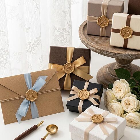 50 Pcs Wax Seal Stickers, Gold Bow Envelope Seal Stickers, Self-Adhesive 3D Stamp Decals for Wedding Invitations, Envelopes, Gift Wrapping, Greeting Cards, and Baby Shower in Kuwait