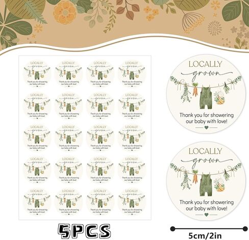 FYSUIMU 100Pcs Locally Grown Baby Shower Thank You Stickers Seal Stickers Vegetable Theme Self-Adhesive Label Decals for Gender Reveal Baby Shower Party Favor Decor in Kuwait