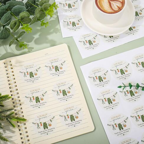 FYSUIMU 100Pcs Locally Grown Baby Shower Thank You Stickers Seal Stickers Vegetable Theme Self-Adhesive Label Decals for Gender Reveal Baby Shower Party Favor Decor in Kuwait