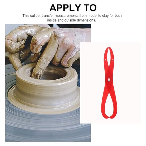 Sewroro Plastic Clay Pottery Caliper Measuring Tool, Bent Leg Sculpture Gauge for Measuring Inside and Outside Dimensions, for Pottery Carving Modeling Art Supplies, Red, 12 Inch in Kuwait