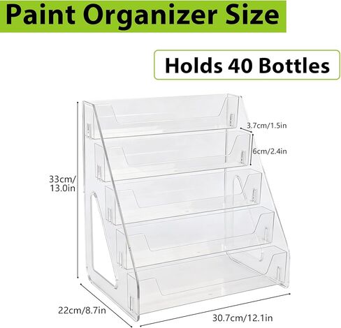 Acrylic Paint Organizer with Brush Holder, 5 Layers Acrylic Paint Holder Rack Tall Version Miniature Paint Holder for Craft Paint Tubes & Jars, Clear in Kuwait