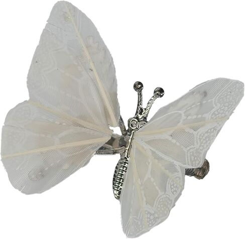 Wandelande Co.-Decorative White Feather Butterflies with Clips, 12 Piece Set, Floral Arrangement Picks in Kuwait