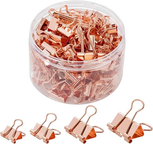 Binder Clip Paper Clamps, Assorted Sizes (Mini, Small, Medium, Large), 100 Pcs Clips for Office School Supplies (Gold) in Saudi Arabia