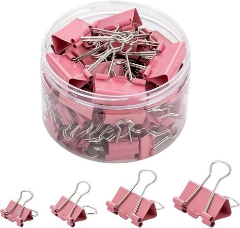 Binder Clip Paper Clamps, Assorted Sizes (Mini, Small, Medium, Large), 100 Pcs Clips for Office School Supplies (Gold) in Saudi Arabia