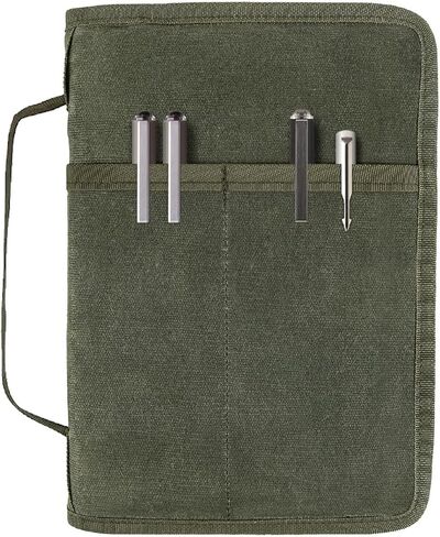 Zipper A5 Notebook Journal Planner Sketchbook Cover, Water Resistant Waxed Canvas Pocket Pocket Field Notes Cover for Journal Notebook Password Planner Book with Pen Loop (8.6"x6.9", Olive) in Saudi Arabia