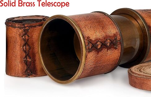 Antique Decor Spyglass, Pirate Telescope with Leather Case, Handheld Telescope for Adventure Enthusiasts, Monocular Nautical Decor for Gifting, Travellers, Kelvin & Hughes London, 16" in Kuwait
