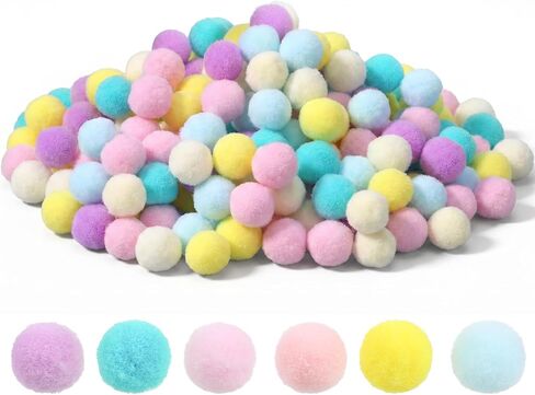 200 PCS Pompoms for Crafts 0.6 Inch Multicolor Pom Poms Balls Bulk Fluffy Pom Pom Balls Fuzzy Pompom Puff Ball for Craft Holiday Crafts Making DIY Miniature Decorations Home Decorations in Kuwait