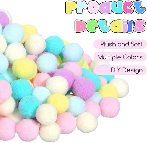 200 PCS Pompoms for Crafts 0.6 Inch Multicolor Pom Poms Balls Bulk Fluffy Pom Pom Balls Fuzzy Pompom Puff Ball for Craft Holiday Crafts Making DIY Miniature Decorations Home Decorations in Kuwait