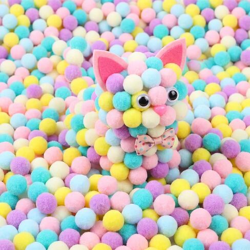 200 PCS Pompoms for Crafts 0.6 Inch Multicolor Pom Poms Balls Bulk Fluffy Pom Pom Balls Fuzzy Pompom Puff Ball for Craft Holiday Crafts Making DIY Miniature Decorations Home Decorations in Kuwait
