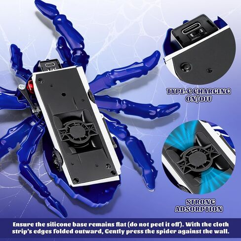 Wall Crawling Spider, Rechargeable Remote Control Robot Toy for Kids with LED Eyes and 360° Stunts, Wall Climbing Funny Prank Toys Birthday Gifts for Boys & Girls Ages 3-5 4-6 7-8 (Blue) in Kuwait