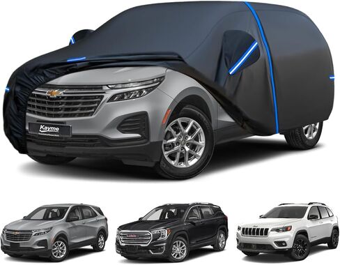 Kayme SUV Car Cover Custom Fit for Chevy Chevrolet Equinox, Jeep Cherokee, GMC Terrain, Windproof Upgraded & 100% Waterproof All-Weather Full Exterior Cover Snow Protector with Door Zipper and Towel. in Kuwait
