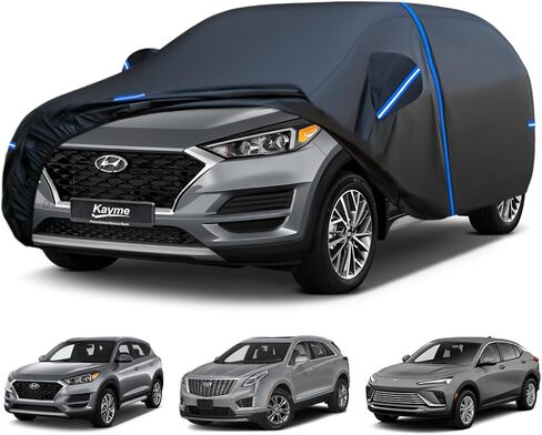 Kayme SUV Car Cover Custom Fit for Chevy Chevrolet Equinox, Jeep Cherokee, GMC Terrain, Windproof Upgraded & 100% Waterproof All-Weather Full Exterior Cover Snow Protector with Door Zipper and Towel. in Kuwait