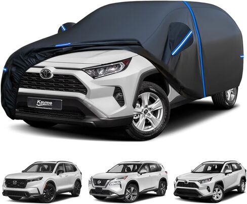 Kayme SUV Car Cover Custom Fit for Chevy Chevrolet Equinox, Jeep Cherokee, GMC Terrain, Windproof Upgraded & 100% Waterproof All-Weather Full Exterior Cover Snow Protector with Door Zipper and Towel. in Kuwait