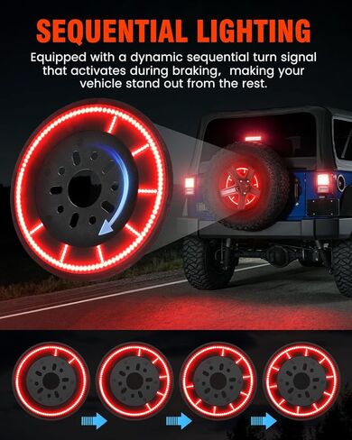 ضوء فرامل الإطارات الاحتياطية من SUPAREE مناسب لسيارة جيب رانجلر 2007-2018 JK JKU، 232 قطعة LED فائقة السطوع للثالث الثالث أضواء العجلات الخلفية التوصيل والتشغيل، تصميم أحمر ودخان أسود in Kuwait