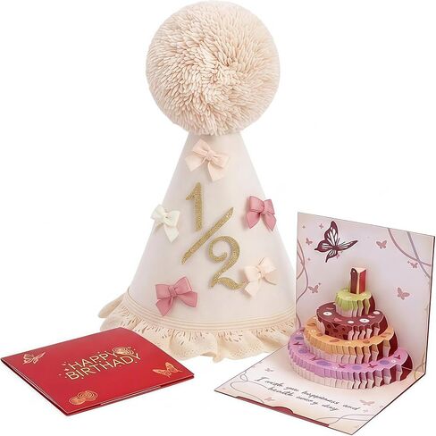 Baby Girl 1st & 1/2 Birthday Party Hat Pink Cone for Cake Smash Photo Prop in Kuwait
