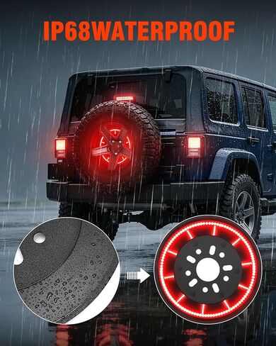 ضوء فرامل الإطارات الاحتياطية من SUPAREE مناسب لسيارة جيب رانجلر 2007-2018 JK JKU، 232 قطعة LED فائقة السطوع للثالث الثالث أضواء العجلات الخلفية التوصيل والتشغيل، تصميم أحمر ودخان أسود in Kuwait