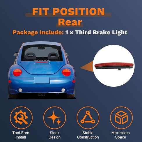 ضوء إيقاف الفرامل الثالث ذو التركيب العالي في المنتصف متوافق مع 1998-2010 Volkswagen Beetle Hatchback يستبدل 1C0945097E 923-255 in Kuwait