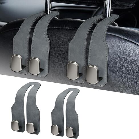Car Headrest Hooks for Purses and Bags, 2-Pack Universal Fit Seat Back Storage Hook, Heavy-Duty Metal & Premium Leather Seat Hooks for SUV, Sedan, Truck in Saudi Arabia