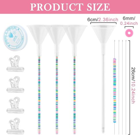 Anscuto 4 Pack Beading Funnel Bracelet Making Kit with 1Roll Crystal Elastic String,Clay Beading Tools Kit Needles for 0.24" Clay Beads,Jewelry Making, Bracelets, Necklaces in Kuwait