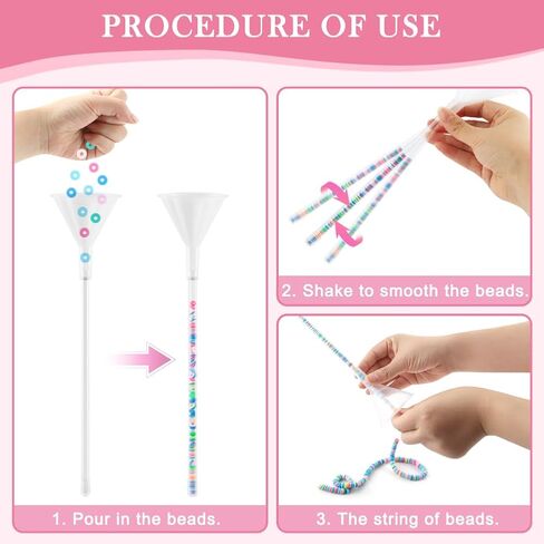 Anscuto 4 Pack Beading Funnel Bracelet Making Kit with 1Roll Crystal Elastic String,Clay Beading Tools Kit Needles for 0.24" Clay Beads,Jewelry Making, Bracelets, Necklaces in Kuwait