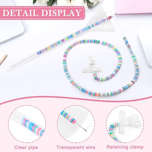Anscuto 4 Pack Beading Funnel Bracelet Making Kit with 1Roll Crystal Elastic String,Clay Beading Tools Kit Needles for 0.24" Clay Beads,Jewelry Making, Bracelets, Necklaces in Kuwait