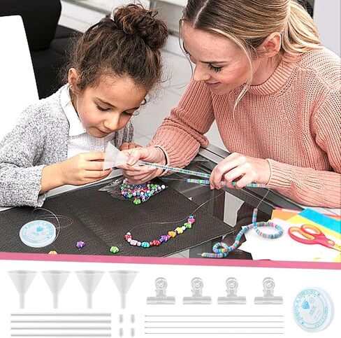 Anscuto 4 Pack Beading Funnel Bracelet Making Kit with 1Roll Crystal Elastic String,Clay Beading Tools Kit Needles for 0.24" Clay Beads,Jewelry Making, Bracelets, Necklaces in Kuwait