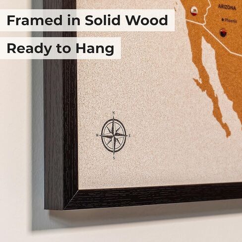 USA Travel Map with Pins – Large 30" x 20" United States Cork Board Wall Map with Wood Frame, Decorative Push Pin Map with 51 State Flag Pins, Metallic & Colored Pins – Track Travels – Gift for Travelers, Couples & Families in Kuwait
