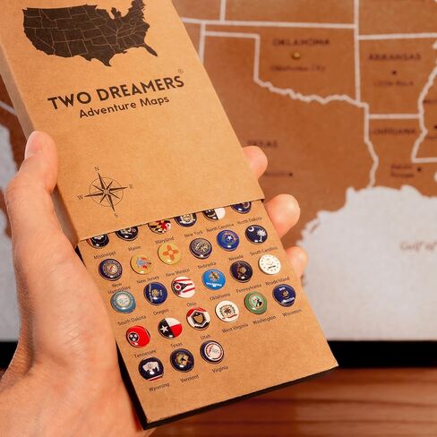 USA Travel Map with Pins – Large 30" x 20" United States Cork Board Wall Map with Wood Frame, Decorative Push Pin Map with 51 State Flag Pins, Metallic & Colored Pins – Track Travels – Gift for Travelers, Couples & Families in Kuwait
