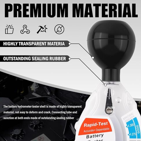 Car Battery Hydrometer Tester,Professional Car Battery Acid Tester for 6V 12V 24V,Durable Deep Cycle Cars Batteries Testers with Clear Color-Coded Scale for SUV,Golf Cart in Kuwait