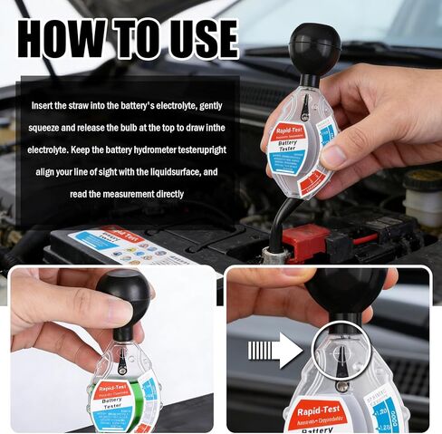 Car Battery Hydrometer Tester,Professional Car Battery Acid Tester for 6V 12V 24V,Durable Deep Cycle Cars Batteries Testers with Clear Color-Coded Scale for SUV,Golf Cart in Kuwait