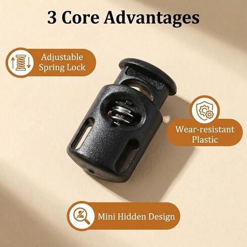 20Pcs Plastic Cord Locks Lace Locks for Shoelaces, Drawstring Bags, Backpacks, Hoodies, Paracord Replacement - Adjustable Spring Loaded Cord Fasteners in Kuwait
