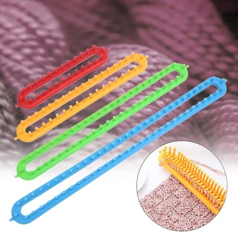 Rectangle Knitting Loom Set, Plastic Weaving Looms, Needles Weaving Tool with Crochet Hook and Weavings Needles，DIY Crocheting Handmade Craft Kit for Scarf Sweater Shawl Blankets (Size:26cm) in Kuwait