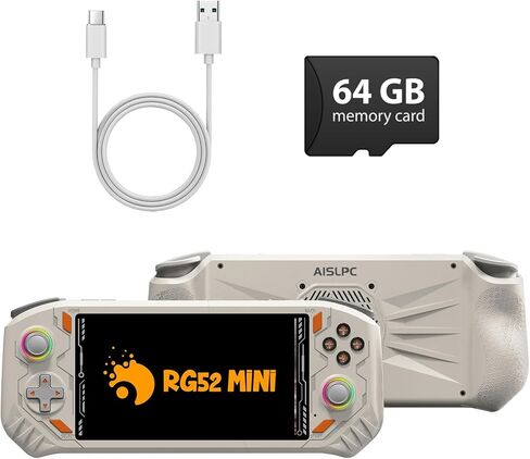 وحدة تحكم ألعاب محمولة RG52MINI Retro، شاشة IPS 5.5 بوصة، نظام مزدوج محمول، 64 جيجابايت تدعم 30+ محاكي و22000+ ألعاب كلاسيكية، قتال شبكي واي فاي، مخرج تلفزيون HDMI، بطارية 5000 مللي أمبير في الساعة (رمادي 64 جيجابايت) in Kuwait
