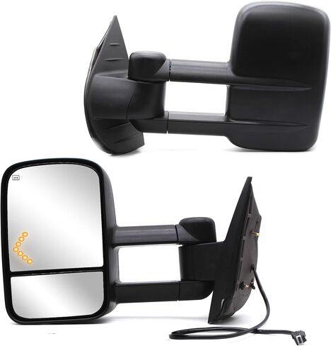 Towing Mirrors fit for 2007-2014 Chevy Silverado 1500 2500 3500 GMC Sierra Yukon Tahoe Power Heated Manual Telescopic LH RH Tow Mirrors Black Cap in Kuwait