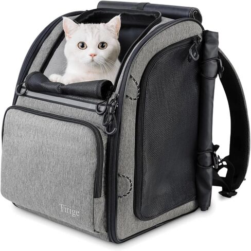 Premium Dog & Cat Carrier Backpack for Travel, Hiking & Vet Visits - Solid Durable Pet Backpack with Breathable Mesh, Safety Strap, Anti-Anxiety Curtain & Storage Pockets, Gray in Saudi Arabia