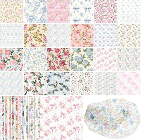 Tenceur 48 Pack 24 Style Assorted Floral Decoupage Napkins Decorative Toile Tissue Paper Pretty Flower Cocktail Napkin for Crafting DIY Spring Mothers Day Wedding Party, Each Unfolded 13 Inch in Kuwait