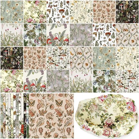Tenceur 48 Pack 24 Style Assorted Floral Decoupage Napkins Decorative Toile Tissue Paper Pretty Flower Cocktail Napkin for Crafting DIY Spring Mothers Day Wedding Party, Each Unfolded 13 Inch in Kuwait