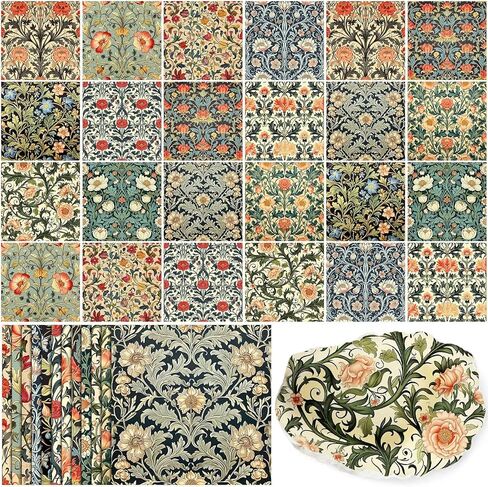 Tenceur 48 Pack 24 Style Assorted Floral Decoupage Napkins Decorative Toile Tissue Paper Pretty Flower Cocktail Napkin for Crafting DIY Spring Mothers Day Wedding Party, Each Unfolded 13 Inch in Kuwait