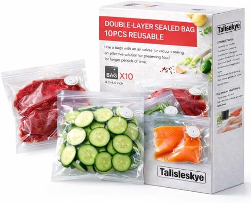 Compact Vacuum Sealer Bags,Reusable double zipper small vacuum storage bags.(8.3 * 8.7inch) 30pcs in Saudi Arabia