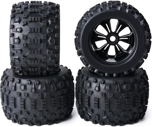 Pre-Glued Huge 17mm Hex 3.8“ RC Truck Wheels Tires 1/8 RC Monster Truck Tyres Fits 1/8 Summit ERveo 1/8 Arrma 6S Kraton Outcast Notorious 1/7 6S Big Rock Redcat HPI 1/8 Savage JLB Cheetah in Kuwait